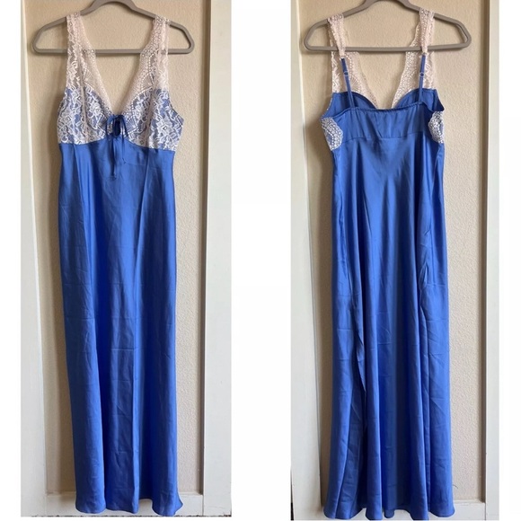 Free People X Revolve Countryside Blue Lace Maxi Slip Dress Sleep Sexy Lingerie - Picture 3 of 4